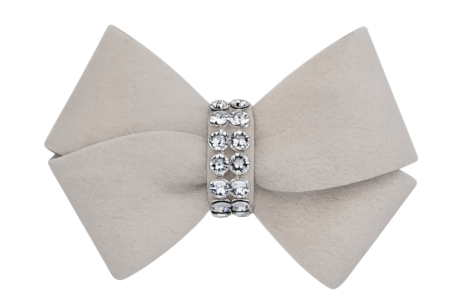 Elegant Grey Suede Rhinestone Bow Pet Hair Clip